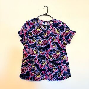 Disney | Alice in Wonderland Short Sleeve Scrubs Top with Pink and Blue Patterns